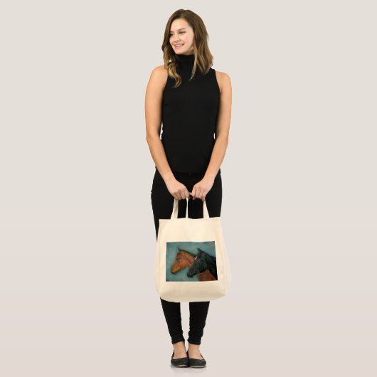 zwart veulen kastanje veulen twee baby paarden tote bag (Voorkant (model))