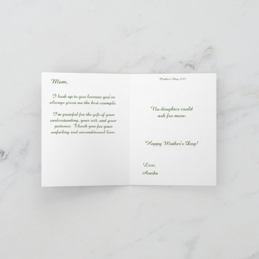 Zwart Victoriaans Antiek Doll Kaart voor Mam (Binnen)