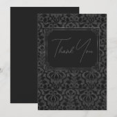 Zwart  Victoriaans damast met Folie rand Bedankkaart (Voorkant / Achterkant)