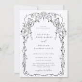 Zwart Victoriaans Lijst bruiloft Kaart (Voorkant)