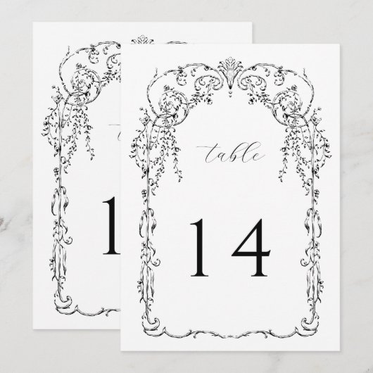 Zwart Victoriaans Lijst Tafelnummer (Voorkant / Achterkant)