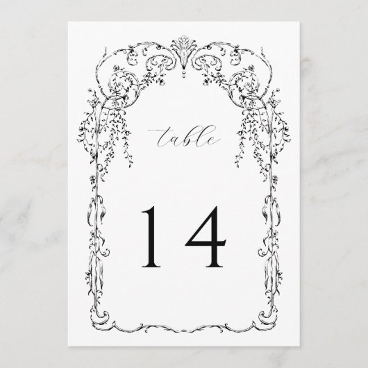 Zwart Victoriaans Lijst Tafelnummer (Voorkant)
