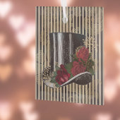 Zwart Victoriaans Pet op Black Gold Damask Stripes Glas Ornament