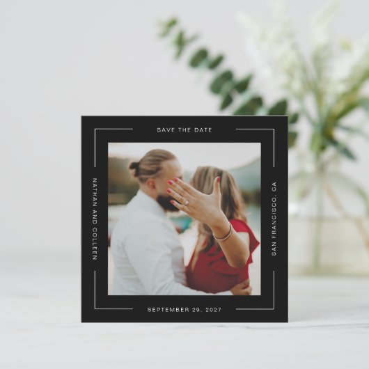 Zwart vierkant Alle rond Lijst Tekst opslaan Datum (Staand voorkant)