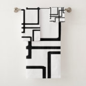 Zwart vierkant artistiek ontwerp met elkaar verbin bad handdoek (Insitu)