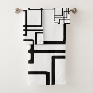 Zwart vierkant artistiek ontwerp met elkaar verbin bad handdoek