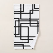 Zwart vierkant artistiek ontwerp met elkaar verbin bad handdoek (Handdoek)