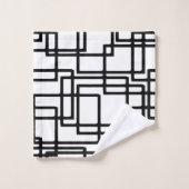 Zwart vierkant artistiek ontwerp met elkaar verbin bad handdoek (Wasdoekje)