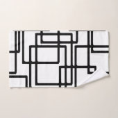 Zwart vierkant artistiek ontwerp met elkaar verbin bad handdoek (Handdoek)