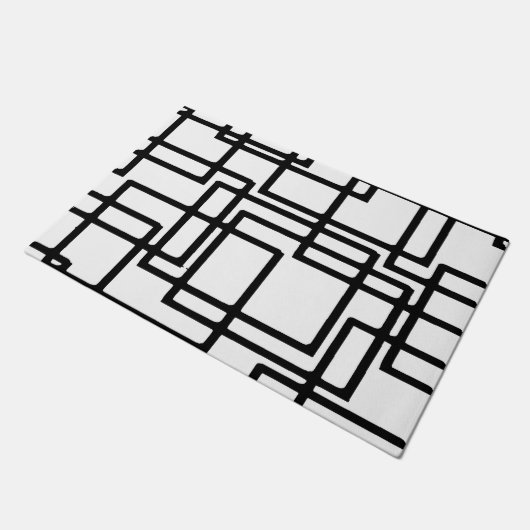 Zwart vierkant artistiek ontwerp met elkaar verbin deurmat (Schuin)