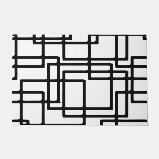 Zwart vierkant artistiek ontwerp met elkaar verbin deurmat (Voorkant)