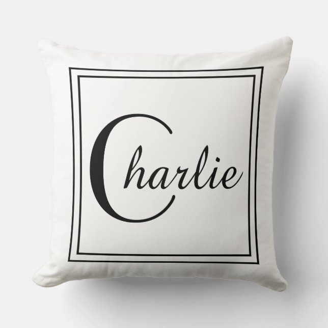 Zwart vierkant kader kussen (Voorkant)