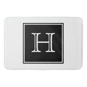 Zwart vierkant monogram Bath Mat