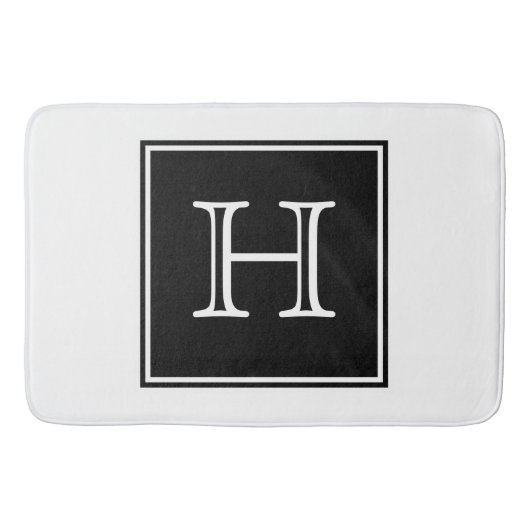 Zwart vierkant monogram Bath Mat (Voorkant)