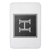 Zwart vierkant monogram Bath Mat (Voorkant Verticaal)