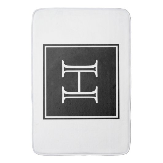 Zwart vierkant monogram Bath Mat (Voorkant Verticaal)
