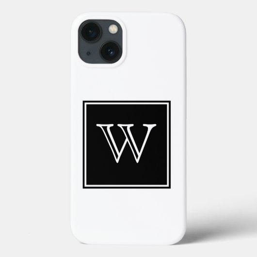 Zwart vierkant monogram Case-Mate iPhone case (Achterkant)