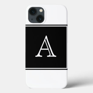 Zwart vierkant monogram iPhone 13 hoesje