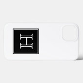 Zwart vierkant monogram Case-Mate iPhone case (Achterkant (horizontaal))
