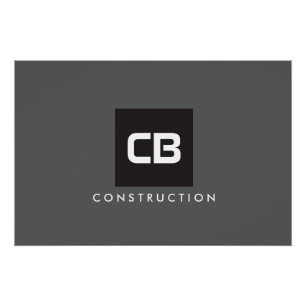 Zwart Vierkant Monogram Constructie Logo Donkergri Perfect Poster