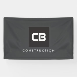 Zwart Vierkant Monogram Constructie Logo Donkergri Spandoek