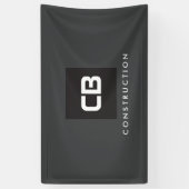 Zwart Vierkant Monogram Constructie Logo Donkergri Spandoek (Verticaal)