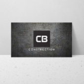 Zwart Vierkant Monogram Grunge Metaalbouw Visitekaartje