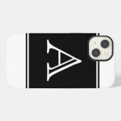 Zwart vierkant monogram iPhone hoesje (Achterkant horizontaal)