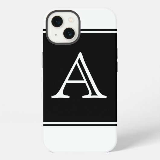 Zwart vierkant monogram iPhone hoesje (Achterkant)