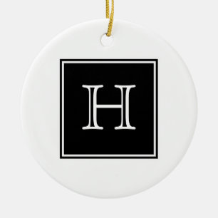 Zwart vierkant monogram Ornament