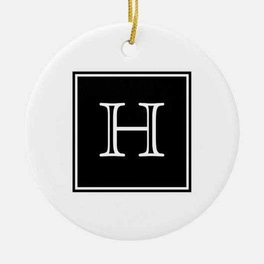 Zwart vierkant monogram Ornament (Voorkant)