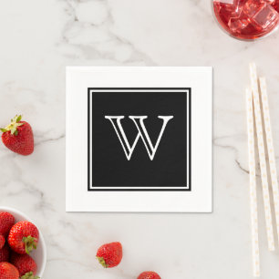 Zwart vierkant monogram papier Napkins Servetten