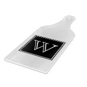 Zwart vierkant monogram snijbord snijplank (Hoek)