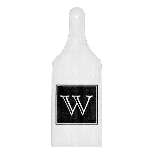 Zwart vierkant monogram snijbord snijplank (Voorkant)