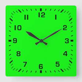 Zwart vierkant nummer Faceplate op Lime Green Vierkante Klok