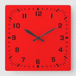 Zwart vierkant nummer Faceplate op Red Vierkante Klok