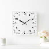 Zwart vierkant nummer Faceplate op White Vierkante Klok (Huis)