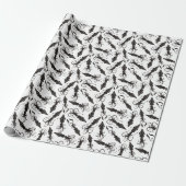 Zwart vierkant patroon cadeaupapier (Uitgerold)
