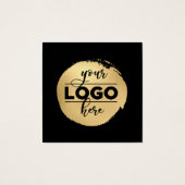 Zwart vierkant Rugwitte achterkaart - witte draagk Vierkante Visitekaartjes (Achterkant)