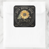 Zwart Vierkant Zonnebloem Honing Label voor Beren (Tas)