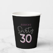 Zwart Vies Dertig Custom Name Verjaardagsbekers Papieren Bekers (Voorkant)