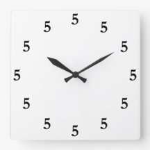 Zwart vijf klok ergens in het wit