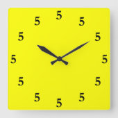 Zwart vijf klok ergens op geel (Voorkant)