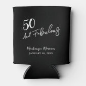 Zwart Vijftig en Fabulous Script Verjaardagsfeestj Blikjeskoeler (Voorkant)