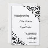 Zwart vilt hoekscrolscript elegant bruiloft kaart (Voorkant)