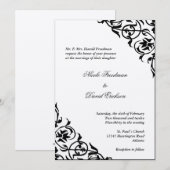 Zwart vilt hoekscrolscript elegant bruiloft kaart (Voorkant / Achterkant)