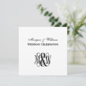 Zwart Vine Script Monogram B&G DIY BG Bruiloft Kaart (Staand voorkant)