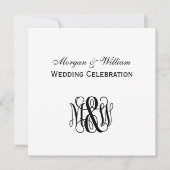 Zwart Vine Script Monogram B&G DIY BG Bruiloft Kaart (Voorkant)