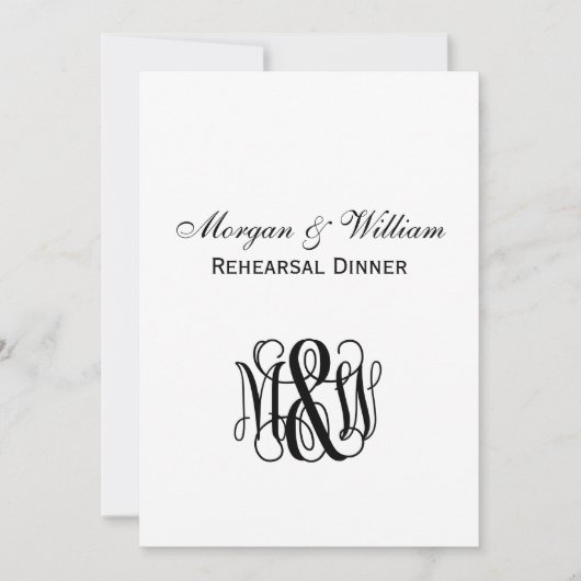 Zwart Vine Script Monogram B&G DIY BG Repetitie Kaart (Voorkant)