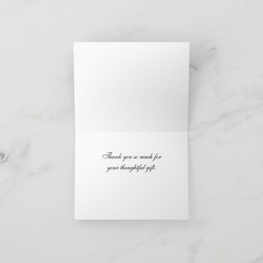 Zwart vinscript monogram DIY BG Bedankkaart (Binnen)